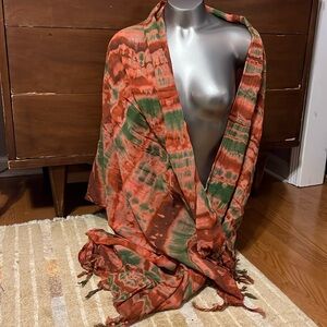 Tie dye scarf thin, big, and cozy 6ft long